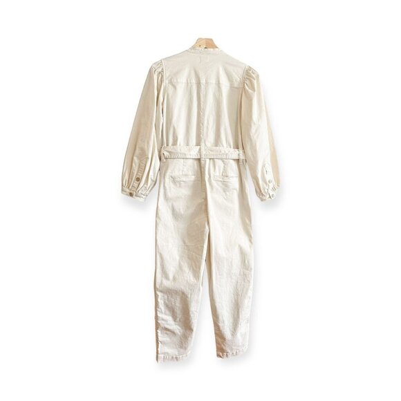 New with tag, J.Crew Puff-sleeve chino jumpsuit, Ivory, Size 2 - Picture 4 of 16
